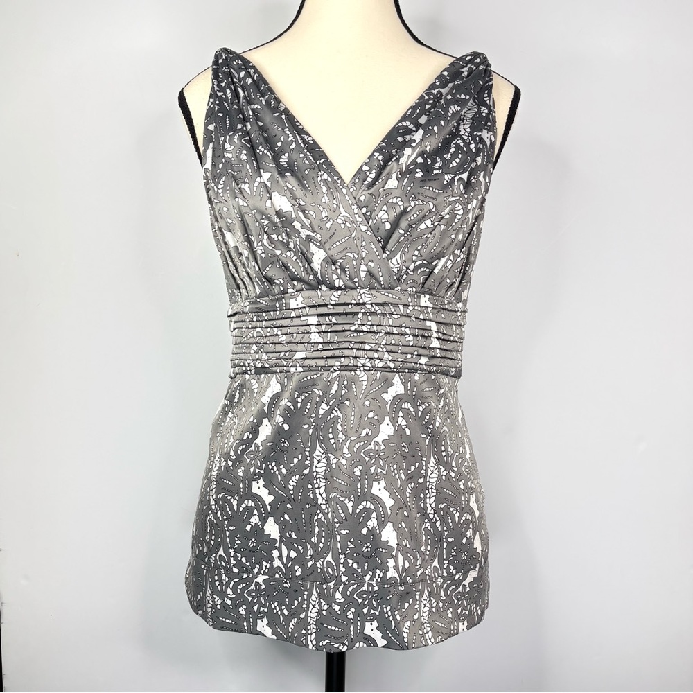 The Limited Y2K Babydoll Sleeveless Grecian‎ Silver Grey Satin V-neck Top - Picture 14 of 15